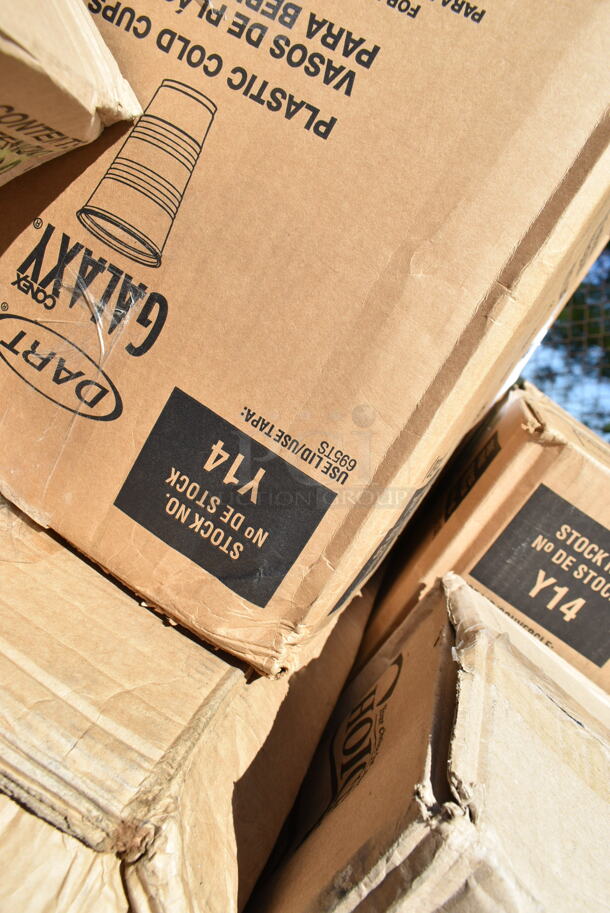 PALLET LOT of 25 BRAND NEW Boxes Including 129MCS323CB Choice Black 3- Compartment Microwavable Heavy Weight Container, 3 Box Dart Y14 Conex Galaxy 14 oz. Translucent Plastic Cold Cup - 1000/Case, 612527PCO Choice 7" Round Standard Weight Foil Take-Out Pan with Dome Lid - 200/Case, 795KFTL50PE Choice 44-50 oz. Round PET Take-Out Lid - 300/Case, 612527PCO Choice 7" Round Standard Weight Foil Take-Out Pan with Dome Lid, Eilat 9" Plates, Lemon Scented Wet Towelette, 612OB4LB Choice 4 lb. Oblong Foil Take-Out Container - 250/Case. 25 Times Your Bid!  - Image 7 of 12