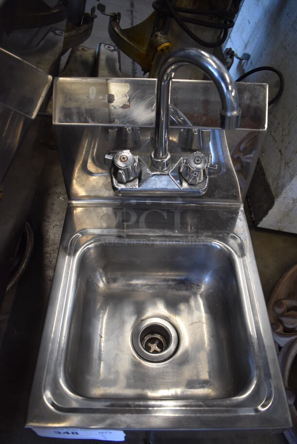 Stainless Steel Single Bay Wall Mount Sink w/ Faucet and Handles. 12x16x18 - Image 3 of 4