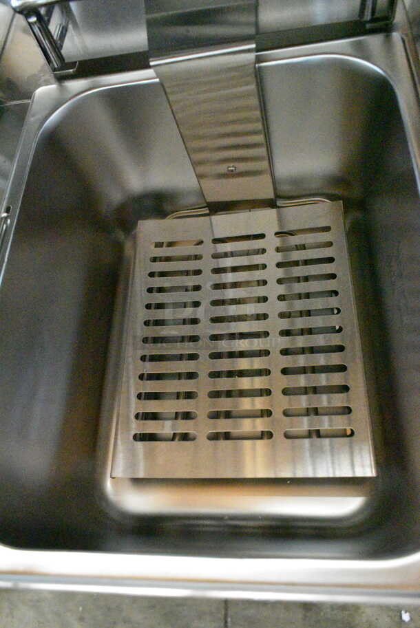 BRAND NEW SCRATCH AND DENT! 2023 Crosson EF-6V-2 Stainless Steel Commercial Countertop Electric Powered 2 Bay Fryer w/ 2 Metal Fry Baskets. 120 Volts, 1 Phase. - Image 6 of 9