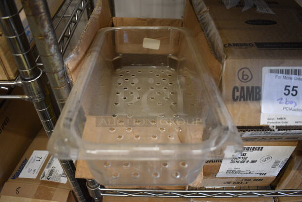 ALL ONE MONEY! Lot of 3 BRAND NEW IN BOX! Cambro 33CLRCW135 Clear Poly 1/3 Size Straining Drop In Bins. 1/3x3
