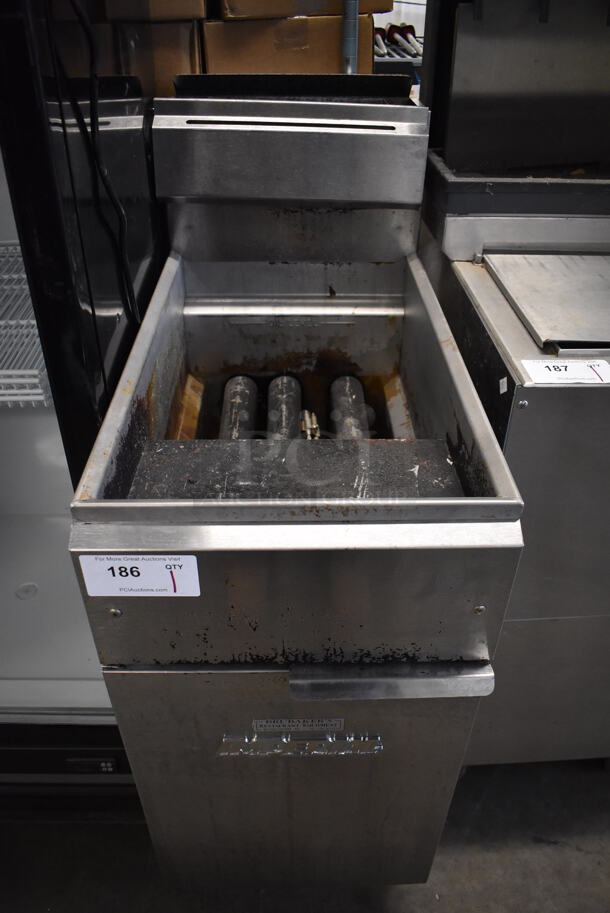 Imperial Stainless Steel Commercial Propane Gas Powered Deep Fat Fryer. 15.5x30x45 