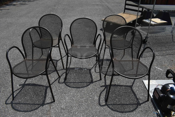 5 Black Stackable Patio Mesh Chairs. Condition May Vary. 5 Times Your Bid! 
