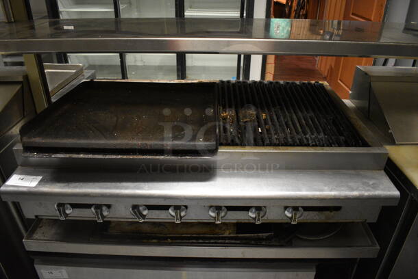 Imperial Stainless Steel Commercial Gas Powered Charbroiler Grill w/ Griddle. 48x32x14 BUYER MUST REMOVE. Item Was in Working Condition on Last Day of Business. (kitchen)