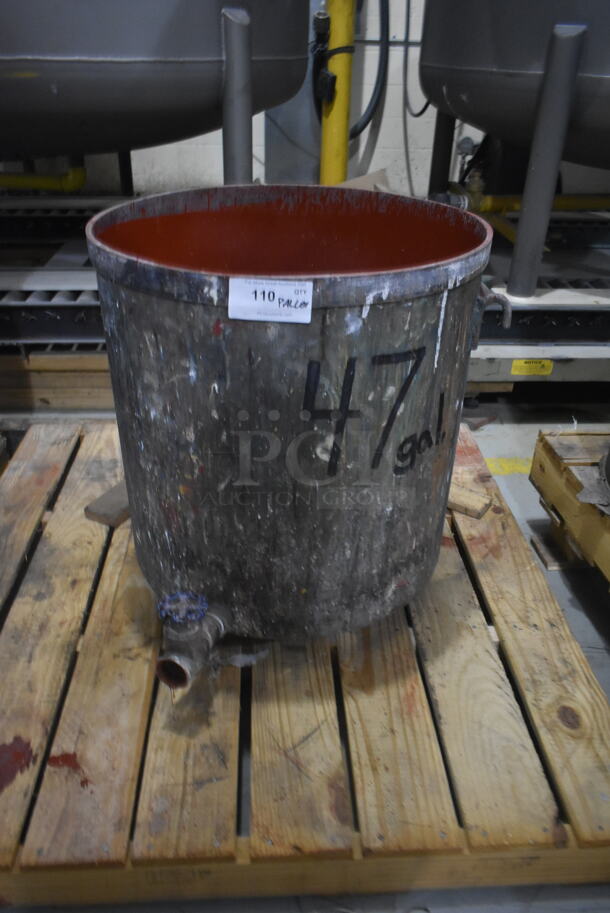 Gray Metal 47 Gallon Tank w/ Spigot. BUYER MUST REMOVE. - Image 1 of 4