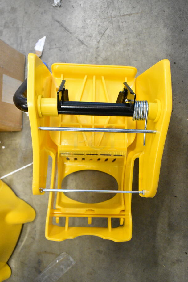 BRAND NEW SCRATCH AND DENT! Lavex Yellow Poly Mop Bucket w/ Casters - Image 4 of 8