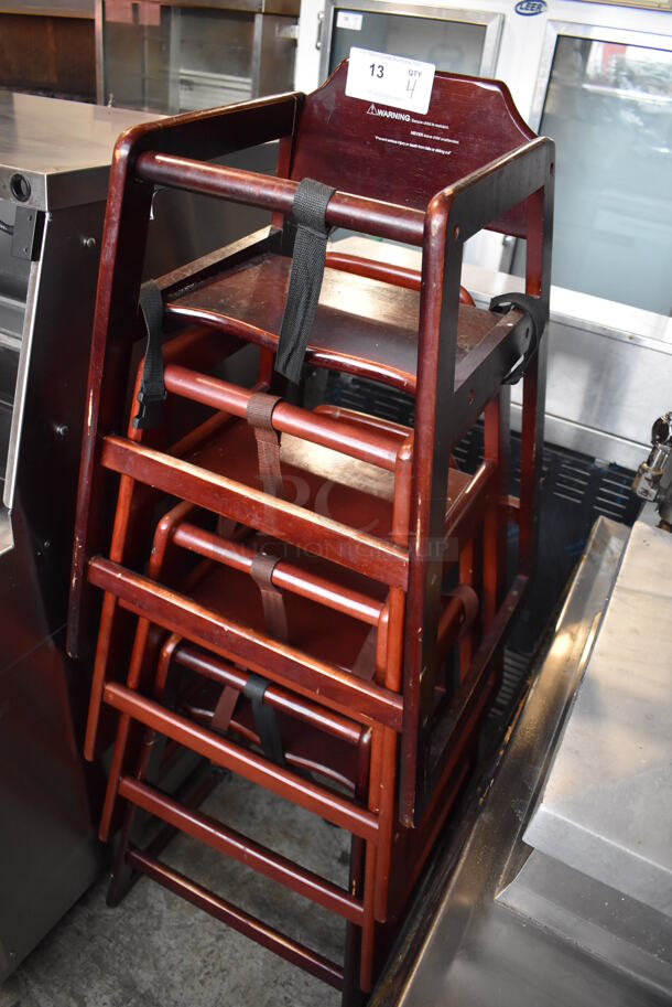 4 Wooden High Chairs. 20x20x32. 4 Times Your Bid! - Image 3 of 3