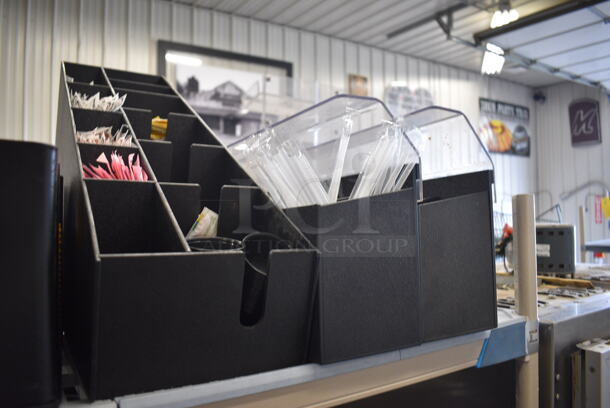 ALL ONE MONEY! Lot of 4 Black Poly Countertop Multi Compartment Bins! Includes 14x14x8 - Image 4 of 5