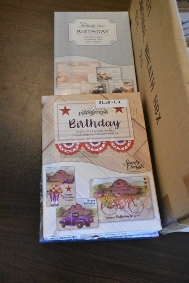 ALL ONE MONEY! Lot of 2 Boxes of Various Items Including Greeting Cards. (booth room)  - Image 3 of 4