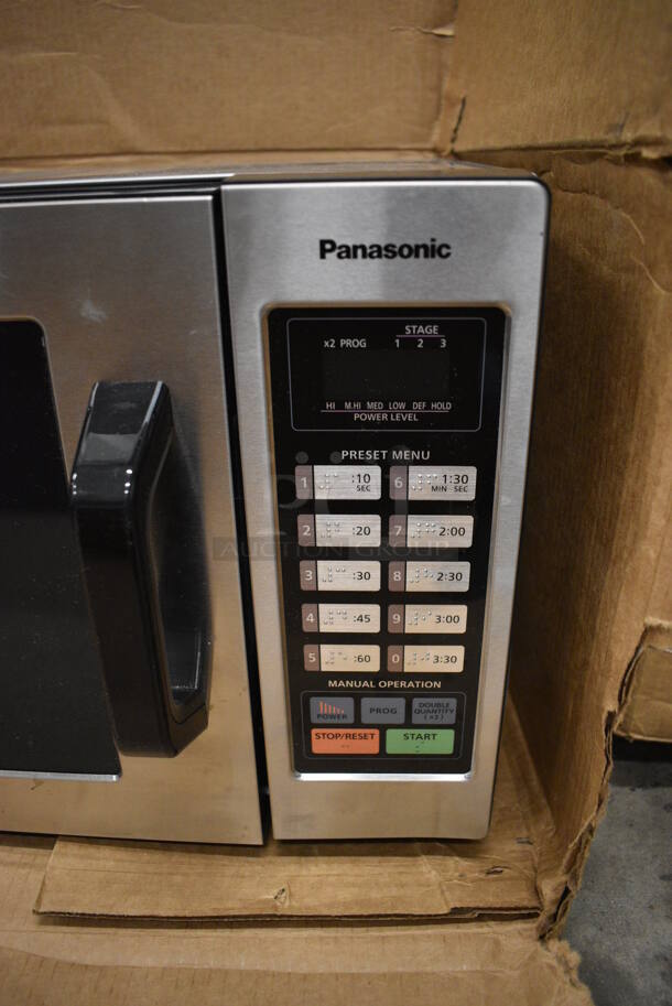 BRAND NEW! 2021 Panasonic Model NE-1054F Metal Countertop Microwave Oven w/ Plate. 120 Volts, 1 Phase. 20x13x12 - Image 3 of 5