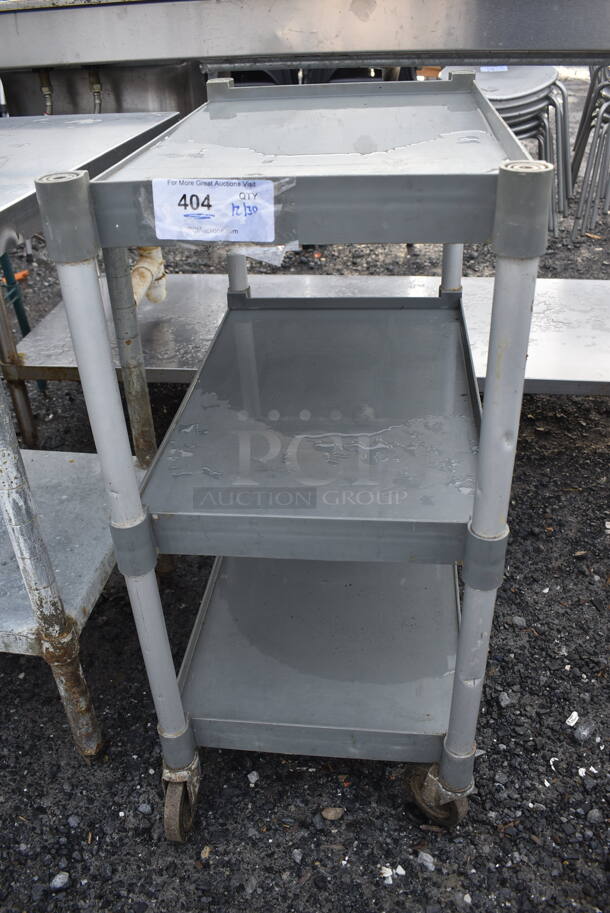 Gray Poly 3 Tier Cart on Commercial Casters. 16x28x35