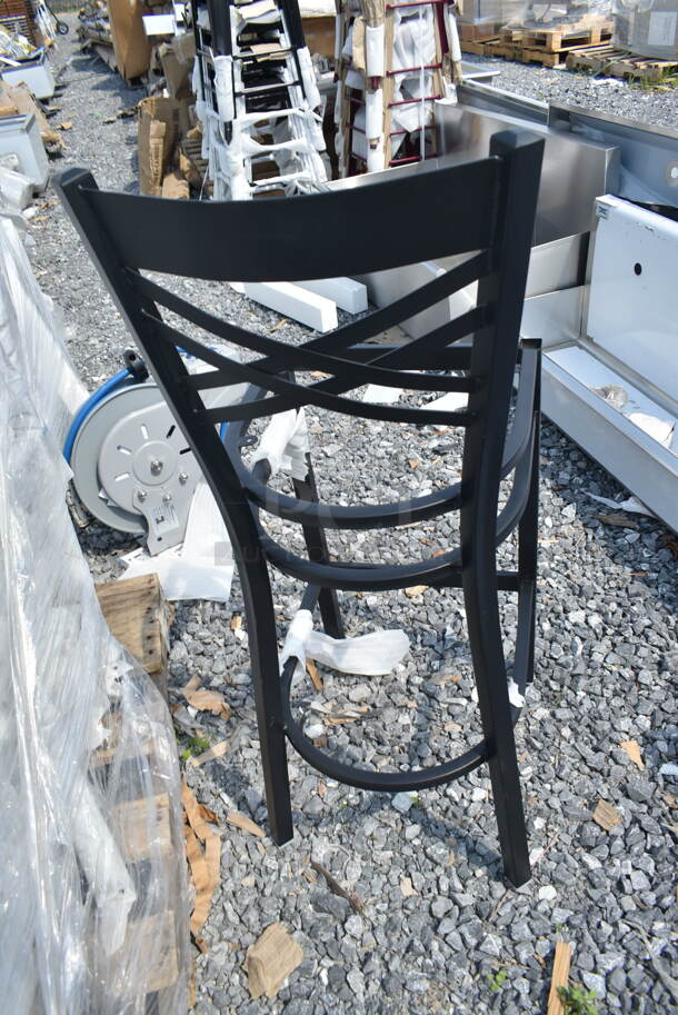 10 BRAND NEW SCRATCH AND DENT! Lancaster Table & Seating 164BCROSSFR Black Metal Bar Height Cross Back Chair Frame. 10 Times Your Bid!
 - Image 6 of 6