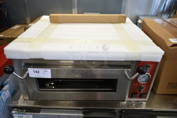 BRAND NEW SCRATCH AND DENT! Avantco 177DPO18S Stainless Steel Commercial Countertop Electric Powered Single Deck Pizza Oven w/ Cooking Stone. 120 Volts, 1 Phase. Tested and Working! - Image 2 of 8