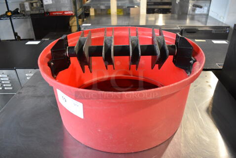 Red Poly Trash Can Lid w/ Silverware Saver. 20x20x10