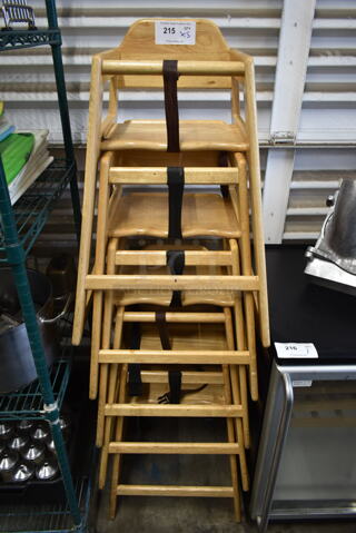 5 Light Wooden High Chairs. 5 Times Your Bid!