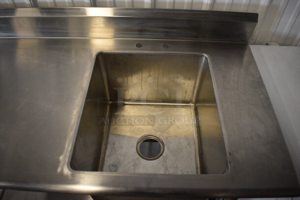 Stainless Steel Commercial Table w/ Sink Basin, Back Splash and Under Shelf. 48x24x40. Bay 16x18x12 - Image 4 of 6