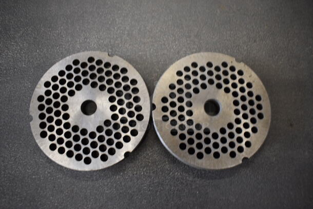 2 Metal Meat Grinder Plates. 4x4x0.5. 2 Times Your Bid!