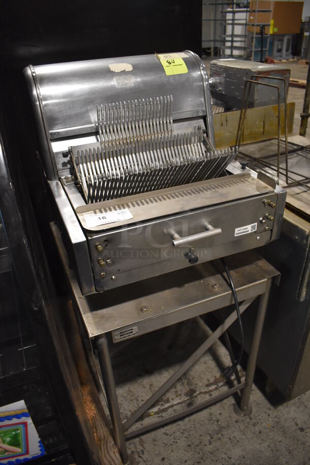 Berkel Metal Commercial Countertop Bread Loaf Slicer on Berkel 10S Metal Stand. 115 Volts, 1 Phase. 23.5x25x50.5. Tested and Does Not Power On - Image 3 of 7