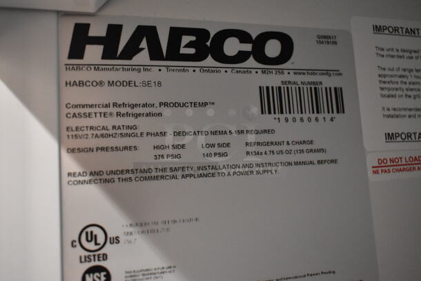 2019 Habco SE18 Metal Commercial Single Door Reach In Cooler Merchandiser w/ Poly Coated Racks. 115 Volts, 1 Phase. Tested and Working! - Image 5 of 5
