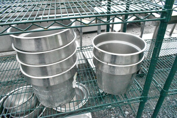 Green Finish 5 Tier Wire Shelving Unit on Commercial Casters w/ Contents Including Stainless Steel Cylindrical Bins and Stainless Steel Drop In Bins. BUYER MUST DISMANTLE. PCI CANNOT DISMANTLE FOR SHIPPING. PLEASE CONSIDER FREIGHT CHARGES. - Image 3 of 8