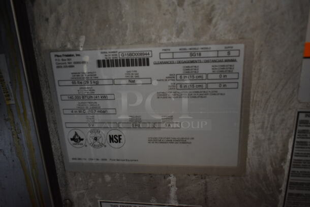 2015 Pitco Frialator SG18 Stainless Steel Commercial Floor Style Natural Gas Powered 75 Pound Capacity Deep Fat Fryer on Commercial Casters. 140,000 BTU. - Image 4 of 5