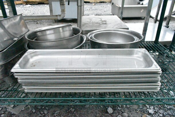 Green Finish 5 Tier Wire Shelving Unit on Commercial Casters w/ Contents Including Stainless Steel Cylindrical Bins and Stainless Steel Drop In Bins. BUYER MUST DISMANTLE. PCI CANNOT DISMANTLE FOR SHIPPING. PLEASE CONSIDER FREIGHT CHARGES. - Image 5 of 8