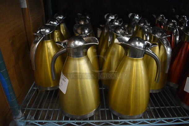 14 Gold/Yellow Finish Metal Coffee Urns. 7x5.5x10. 14 Times Your Bid!