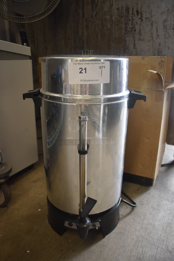 West Bend Stainless Steel Countertop Coffee Perculating Urn and Dispenser 120 Volt 1 Phase. Tested and Working! 
