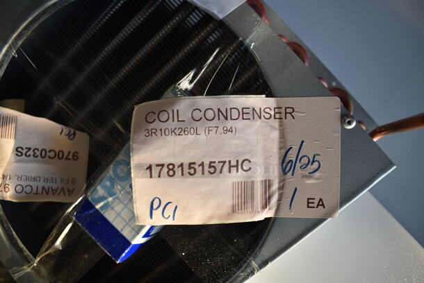 BRAND NEW SCRATCH AND DENT! Avantco 17815157HC Condenser Coil for DLC, HBB-36, HBB-65, HBB-95, GDW-23, and GDW-49 Series w/ Avantco 970C032S  Filter Drier, 1/4" Sweat Fitting - Image 5 of 5