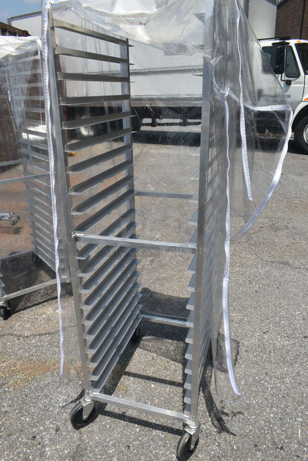 Metal Commercial Pan Transport Rack w/ Clear Cover on Commercial Casters. - Image 4 of 4