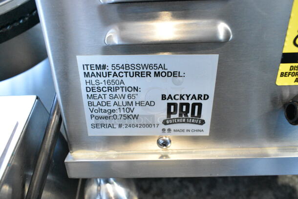 BRAND NEW SCRATCH AND DENT! 2024 Backyard Pro 554BSSW65AL Stainless Steel Butcher Series 65" Blade Countertop Vertical Band Meat Saw. 110 Volts, 1 Phase. Tested and Working! - Image 8 of 8