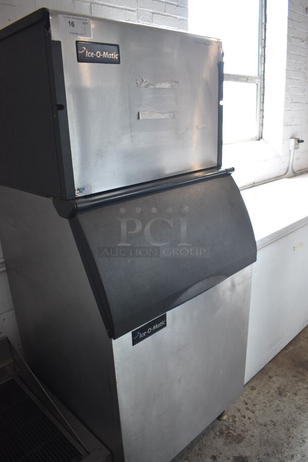 Ice O Matic ICE0500HW4 Stainless Steel Commercial Ice Machine Head on Commercial Bin. 115 Volts, 1 Phase. - Image 1 of 6