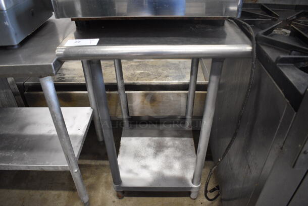 Stainless Steel Table w/ Metal Under Shelf and Back Splash. 24x24x37