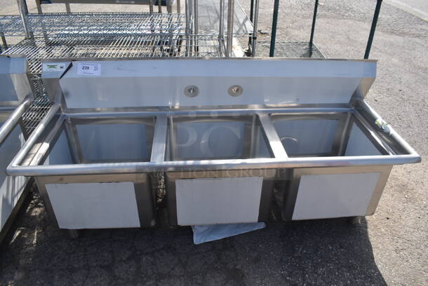 BRAND NEW SCRATCH AND DENT! Regency 600S31717 Stainless Steel Commercial 3 Bay Sink. No Legs. Bays 17x17x12 - Image 1 of 5