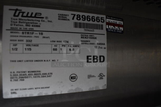 2013 True STR1F-1S Stainless Steel Commercial Single Door Reach In Freezer. 115 Volts, 1 Phase. 28x34x84. Tested and Powers On But Does Not Get Cold - Image 5 of 7