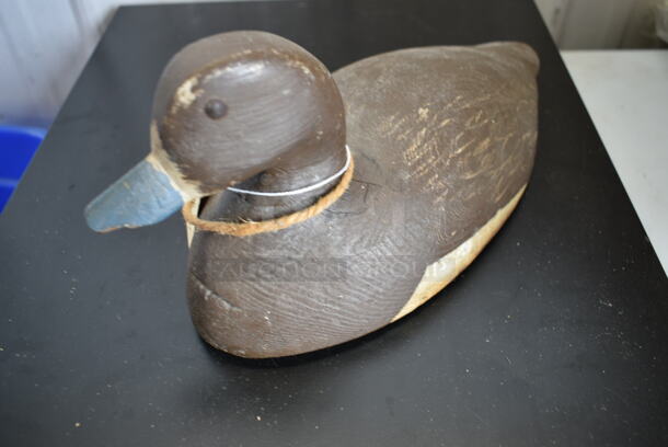 VINTAGE Hand Carved Bluebill Hen Duck Decoy. From Thousand Islands Region in New York. Original Tack Eyes. Original Paint. Approximately 100 Years Old. - Image 2 of 7