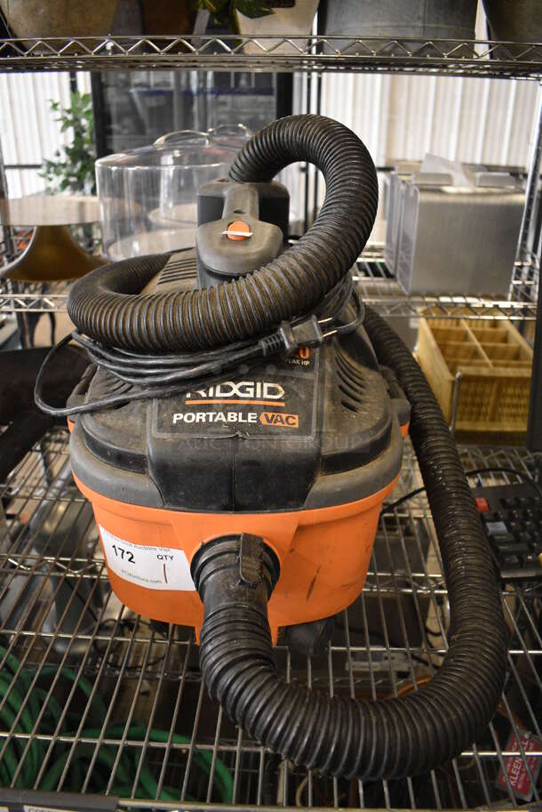 Rigid Orange and Black Poly Portable Vacuum Cleaner. 14x20x19. Tested and Working!