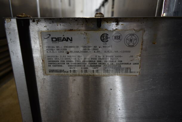 Dean SR152GN Stainless Steel Commercial Floor Style Natural Gas Powered Deep Fat Fryer w/ Side Splash Guard. 120,000 BTU. - Image 7 of 7