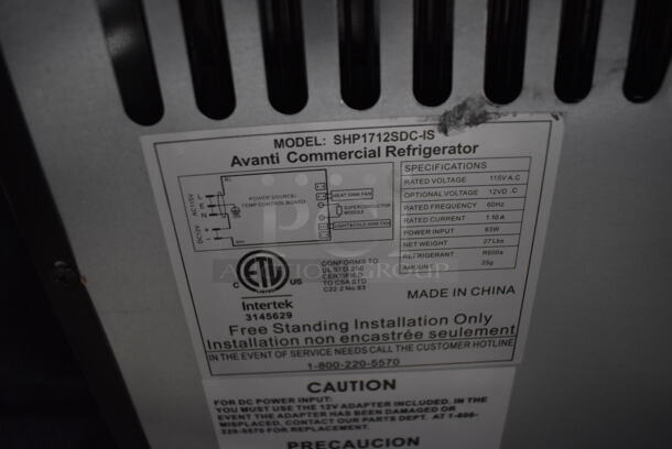 Avanti SHP1712SCD-IS Mini Cooler. 115 Volts, 1 Phase. 17x19x20. Tested and Working! - Image 7 of 7