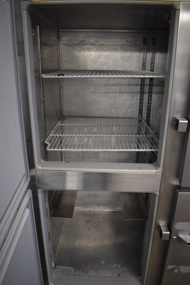 Victory Stainless Steel Commercial 4 Half Size Door Reach In Cooler w/ Poly Coated Racks on Commercial Casters. 52x36x84. Tested and Powers On But Does Not Get Cold - Image 6 of 8