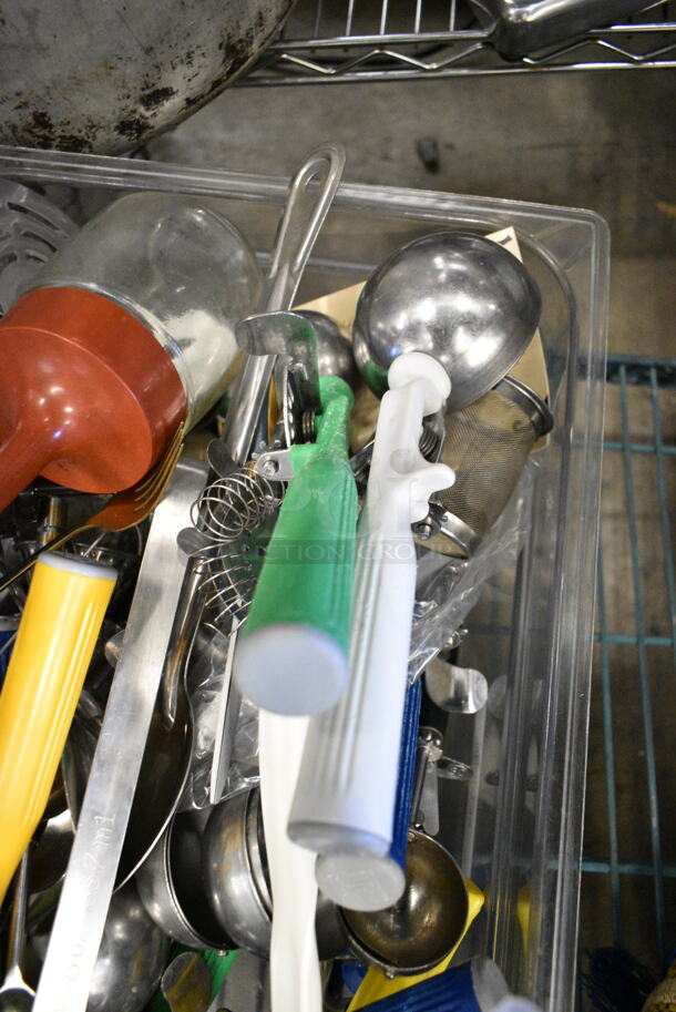 ALL ONE MONEY! Lot of Various Items Including Utensils in Clear Bin.  - Image 6 of 9