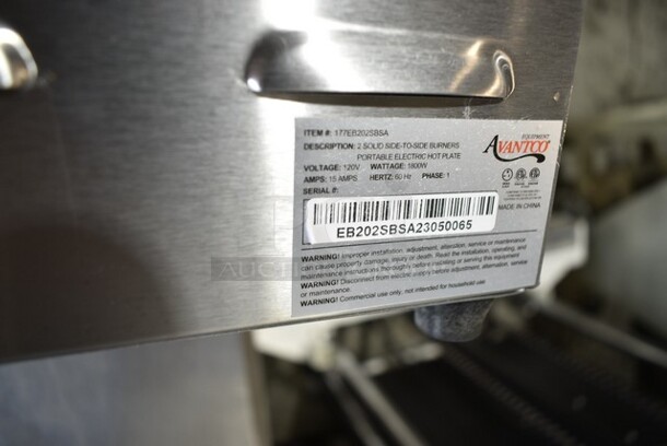BRAND NEW SCRATCH AND DENT! Avantco 177EB202SBSA Double Burner Solid Top Stainless Steel Portable Electric Side-by-Side Hot Plate. 120 Volts, 1 Phase.  - Image 5 of 5