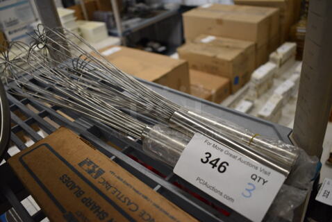 ALL ONE MONEY! Lot of 3 NEW Metal Whisks. Includes 18"