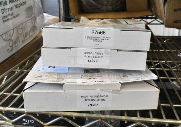 3 BRAND NEW SCRATCH AND DENT! Robot Coupe Food Processor Blades Including  27566 5/32" Slicing Disc, 27577 5/64" Grating / Shredding Disc, 28167 Dicing Grid, 12X12. 3 Times Your Bid!  - Image 2 of 5