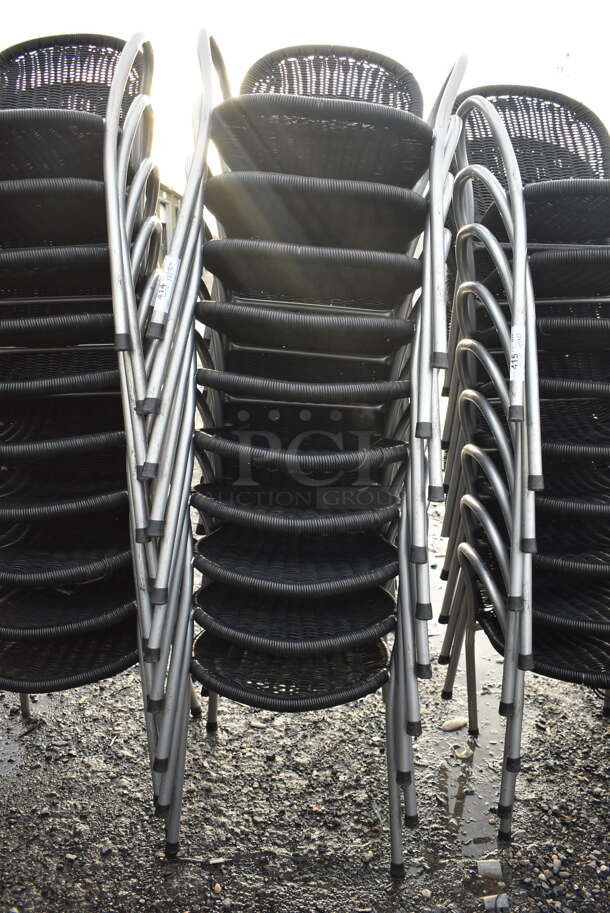 10 Black Wicker Style Chair w/ Arm Rests and Metal Frame. 21x25x32. 10 Times Your Bid! - Image 4 of 4