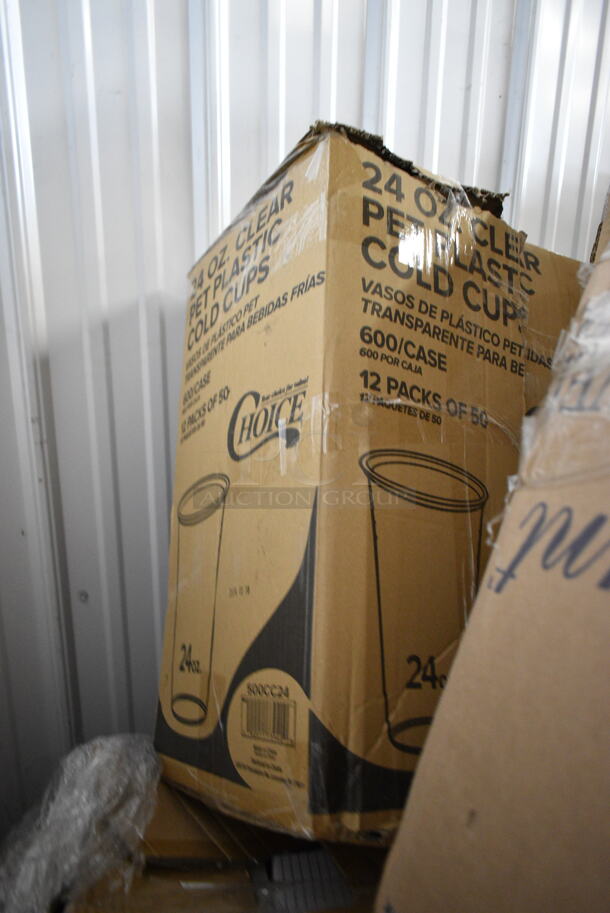 PALLET LOT of 30 BRAND NEW Boxes Including 50012C 12 oz. Coffee Print Poly Paper Hot Cup, 500CC20 Choice Clear PET Customizable Plastic Cold Cup - 20 oz. - 600/Case, Dart 90HTPF1R White Foam Square Take Out Container with Hinged Lid 9" x 9" x 3" - 200/Case, 5 Box 10020 Shopping Bags, 612605070HD Full Size Heavy-Duty Foil Steam Table Pan Deep 3 3/8" Depth, 500CC24 Choice Clear PET Customizable Plastic Cold Cup - 24 oz. - 600/Case, 9CPWCR Plates. 30 Times Your Bid! - Image 12 of 12