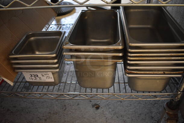 ALL ONE MONEY! Lot of 15 Various Stainless Steel Drop In Bins; 4 1/6x4 Size,3 1/3x6 and 8 1/3x4