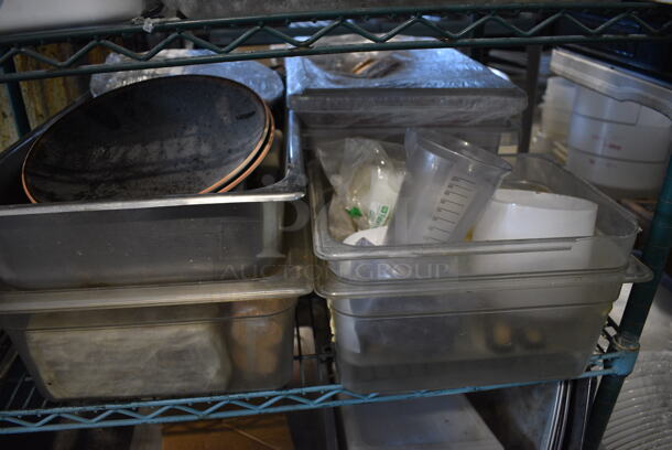 ALL ONE MONEY! Metro Lot of 4 Tiers of Various Items Including Metal Skillets, Air Pot, Ceramic Bowls, Metal Bins and Utensils. Does Not Include Metro Shelving Unit - Image 3 of 11