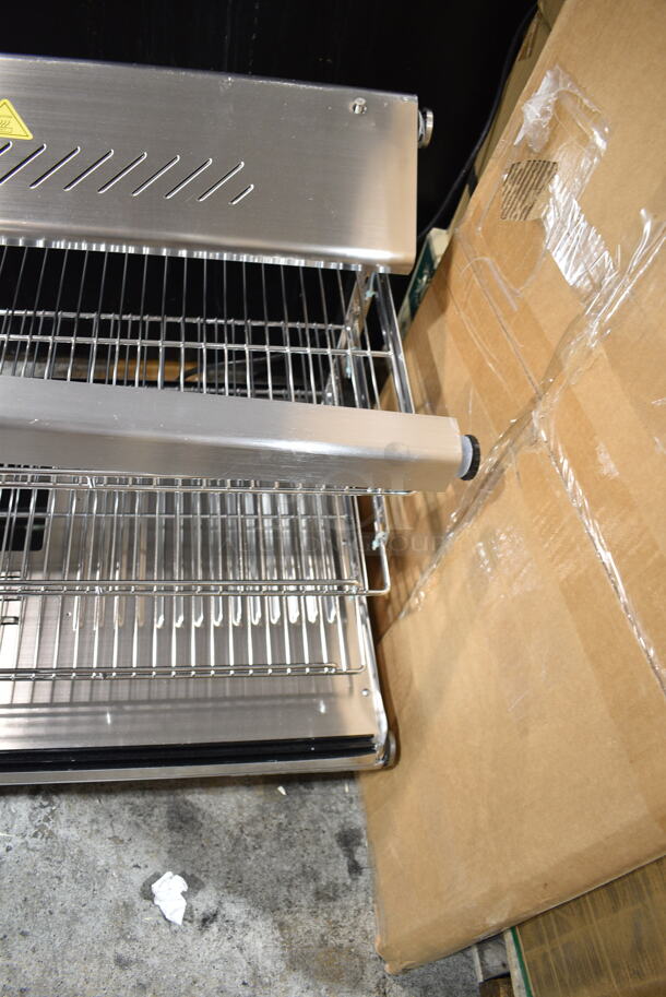 BRAND NEW SCRATCH AND DENT! ServIt 423HDM36SA Stainless Steel Self / Full Service 3 Shelf Countertop Heated Display Case with Sliding Doors. See Pictures for Damage. 120 Volts, 1 Phase. Tested and Working! - Image 5 of 7