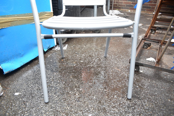 21 BRAND NEW SCRATCH AND DENT! Gray Metal Outdoor Patio Chairs w/ Arm Rests. 21 Times Your Bid! - Image 4 of 4