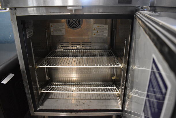 Turbo Air Model MUF-28-N-711S Stainless Steel Commercial Single Door Under Counter Freezer w/ Poly Clear Sneeze Guard. 115 Volts, 1 Phase. 27.5x30x63. Tested and Working! - Image 4 of 5